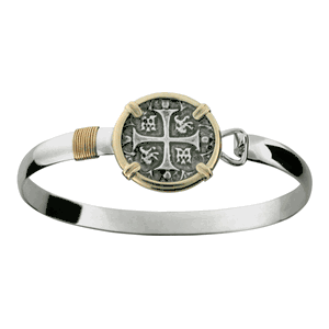 Atocha Treasure Coin Bracelet - Sterling Silver & 14K Gold 6mm 8 Inch
