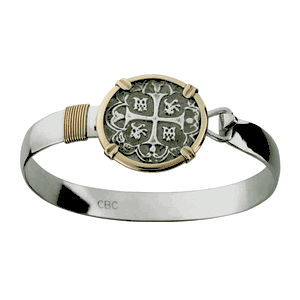 Atocha Treasure Coin Bracelet-Silver & 14K Gold 8mm 8.5 Inch