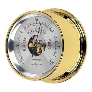 Predictor Analog Barometer - Brass Case, Silver Dial
