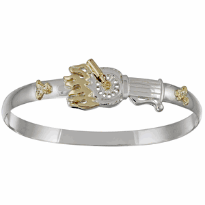 Biker Hook Bracelet - 14K White Gold 8mm 7.5 Inch