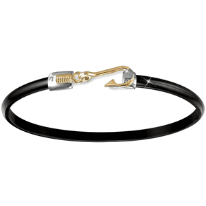 Black Titanium Bar Hook and Knot Bracelet - Sterling Silver 14K Gold Hook 4mm 6.5 Inch