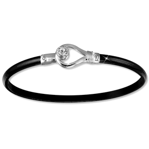 Black Titanium Bar Hook Bracelet - Sterling Silver 4mm Wide