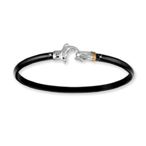 Black Titanium Dolphin Hook Bracelet - Sterling Silver 14K Gold Wrap 4mm 7.5 Inch