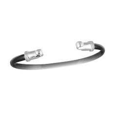 Black Titanium Half Round Clasp Bracelet - Sterling Silver 6mm Wide