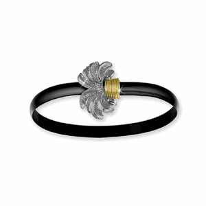 Black Titanium Palm Hook Bracelet - Sterling Silver 14K Gold Wrap 6mm 7.00 Inch