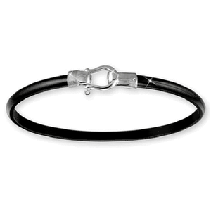 Black Titanium Shackel Hook Bracelet - Sterling Silver 4mm 6.5 Inch