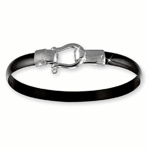 Black Titanium Shackel Hook Bracelet - Sterling Silver 6mm 8.00 Inch