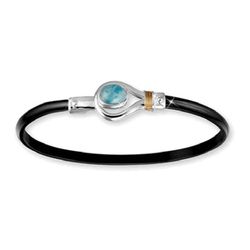 Black Titanium Topaz Hook Bracelet - Sterling Silver 14K Gold Wrap 4mm 7.5 Inch