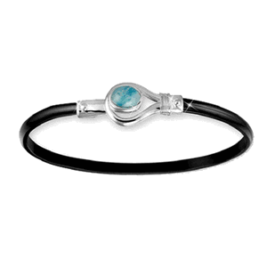 Black Titanium Topaz Hook Bracelet - Sterling Silver 4mm 8.00 Inch