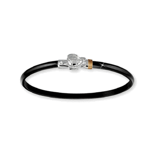 Black Titanium Turtle Hook Bracelet - Sterling Silver 14K Gold Wrap 4mm 6.5 Inch