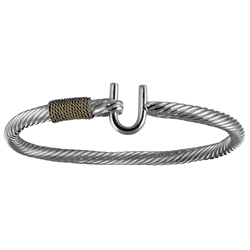 Caribbean Cable Hook Bracelet - Silver & 14K Gold 5mm 7.5 Inch