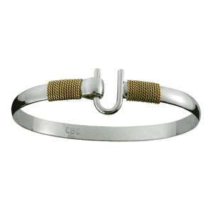 Caribbean Hook Bracelet - Sterling Silver 14K Gold 6mm Wide Double Wraps 7 Inch - C62CW70