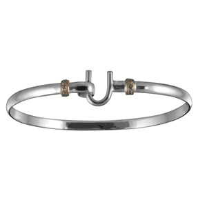 Caribbean Hook Bracelet with White Topaz - Sterling Silver 14K Yellow Gold 4mm Wide Wraps 7 Inch