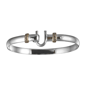 Caribbean Hook Bracelet with White Topaz - Sterling Silver 14K Yellow Gold 6mm Wide Wraps 7.5 Inch