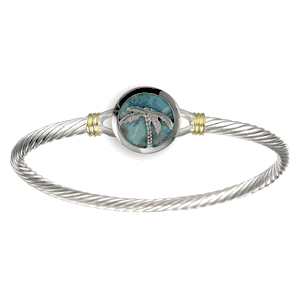 Caribbean Skies Cable Hook Bracelet - Silver & 14K Gold 3.5mm 8 Inch