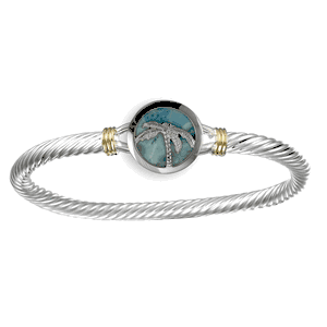 Caribbean Skies Cable Hook Bracelet - Silver & 14K Gold 5mm 6.5 Inch