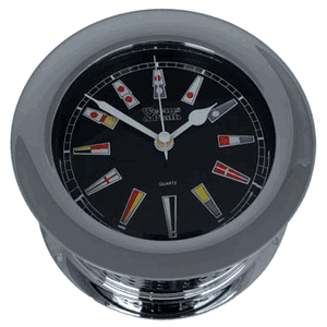 Chrome Atlantis Quartz Clock Black Color Flag Dial-220504