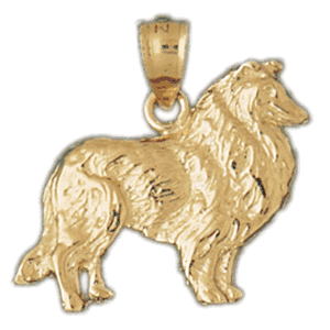 14K Gold Collie Dog Charm-Daz-2075