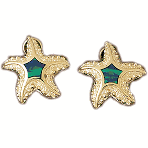 Created Opal Starfish Gold Earrings DAZ-14966