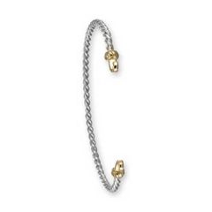 Custom Clasp Twisted Wire Bracelet - Sterling Silver & 14K Gold Caps 3mm Wide