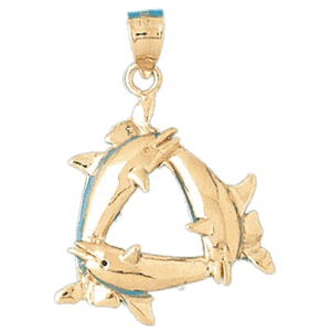 Dolphins Gold Charm DAZ-358