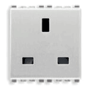 Eikon British Outlet, 2p+e, 13a-250v, Sicury 2 Module, Next (silver) - Vm20220.n