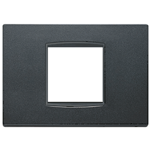 Eikon Square Cover Plate, Matte Anthracite Die-cast Metal, 2 Module (central) - Vm20652.15