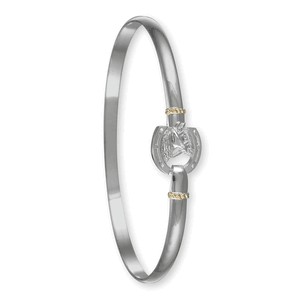 Equestrian 1 Hook Bracelet - Sterling Silver & 14K Gold 4mm 7.0 Inch