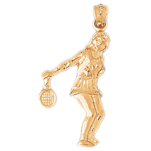 14K Gold Female Tennis Player Charm-Daz-3284