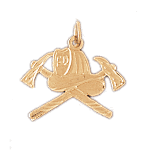 14K Gold Fire Hat Charm-Daz-4617