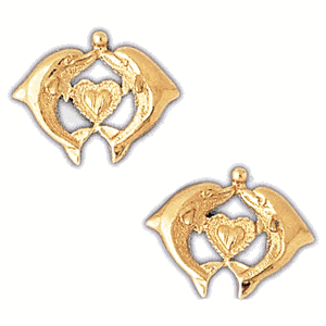 Gold Nautical Dolphins Stud Earrings DAZ-13064