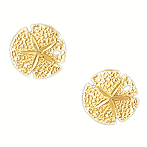 Gold Nautical Sand Dollar Stud Earrings DAZ-13108
