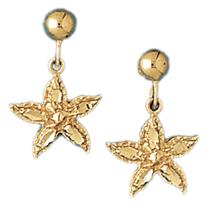 Gold Nautical Starfish Dangle Earrings DAZ-13111