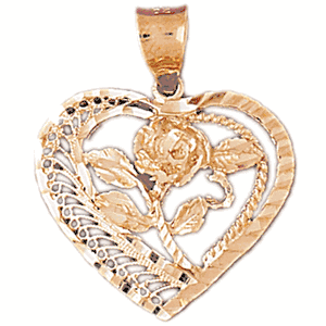 Heart and Rose Gold Charm DAZ-3749