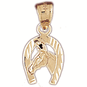 Horseshoe with Horse Gold Charm DAZ-5138