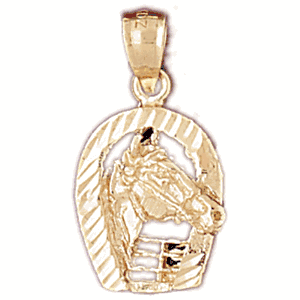 Horseshoe with Horse Gold Charm DAZ-5141