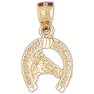 Horseshoe with Horse Gold Charm DAZ-5142