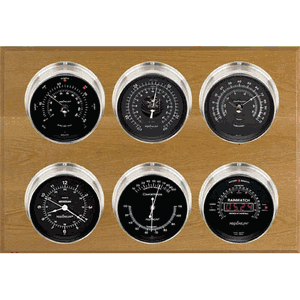 Weathermaster 2S 6 Dial Weather Stations Wind, Pressure, Temperature, Time, Indoor Humidity, Rainfall - Nickel/Black, Oak