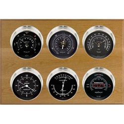 Weathermaster 2S 6 Dial Weather Stations Wind, Pressure, Temperature, Time, Indoor Humidity, Rainfall - Nickel/Black, Oak