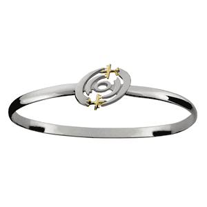 Hurricane Airplane Hook Bracelet - Sterling Silver & 14K 6mm 7.5 Inch