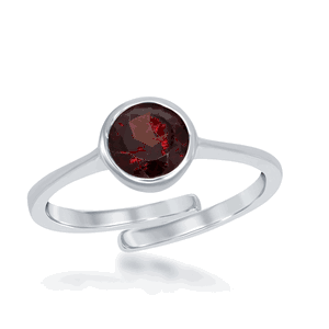 January Garnet Bezel Set Ring  - W-1303