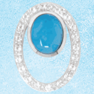 Larimar Oval Cab Larimar Charms & Pendants W/white Topaz  - MAL119SP