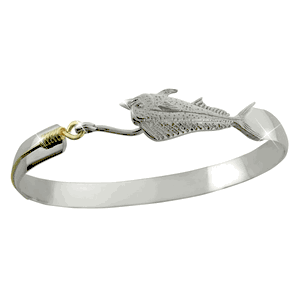 Mahi Mahi Hook Bracelet - SS & 14K Gold 8mm 6.5 Inch - MMC865