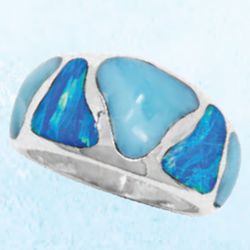 Mar Azul Rings W/imi Opal Inlay & Larimar 7.0  - MAL99SR70