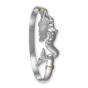 Mermaid Hook Bracelet - Sterling Silver & 14K Gold 4mm 7.5 Inch