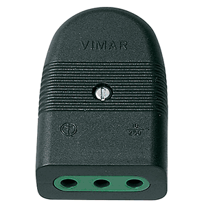 Mille Series Italian Socket, P11 Standard, 2p+e, 250v, Sicury Axial Cable Entry, Black  - Vm01023