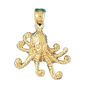 14K Gold Octopus Charm-Daz-347