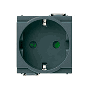 Outlet: German, 2p+e, 16a/250v 2m, Rdcd Mod, Sicury Grey Idea - Vm17038