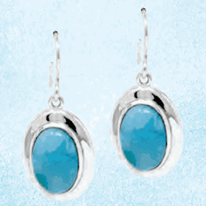 Oval Drop Larimar Earrings  - MAL114SE
