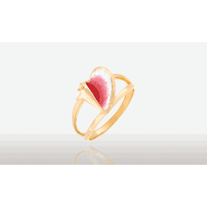 14K Gold 15MM Conch Shell Ring with Porcelain